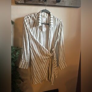 L*Space Striped Wrap Dress - Cream and Black